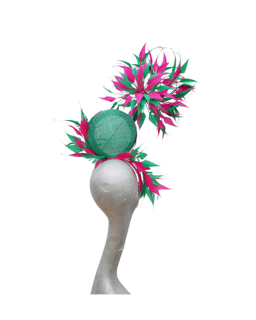 Mori - Emerald Green & Barbie Pink Fascinator