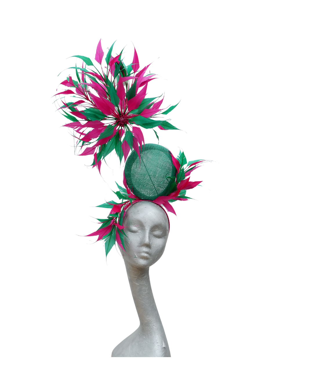 Mori - Emerald Green & Barbie Pink Fascinator
