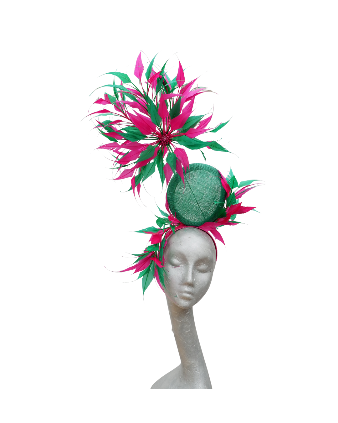 Mori - Emerald Green & Barbie Pink Fascinator