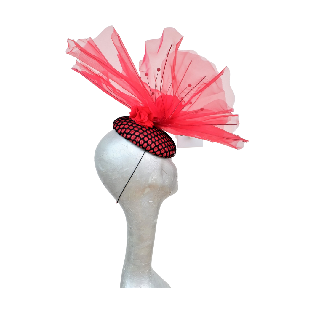 Scarlet Red Giant over sized Oriental Poppy  headpiece