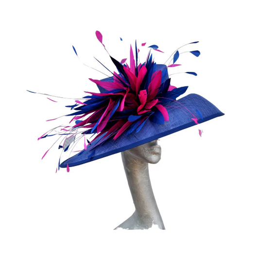 Sherry- Sapphire blue & Cerise pink hat