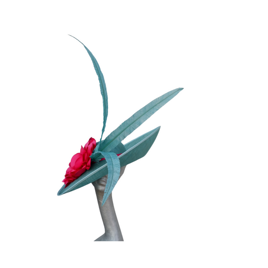 Sienna - Lagoon/Jade and hot pink  large sweeped brim hat