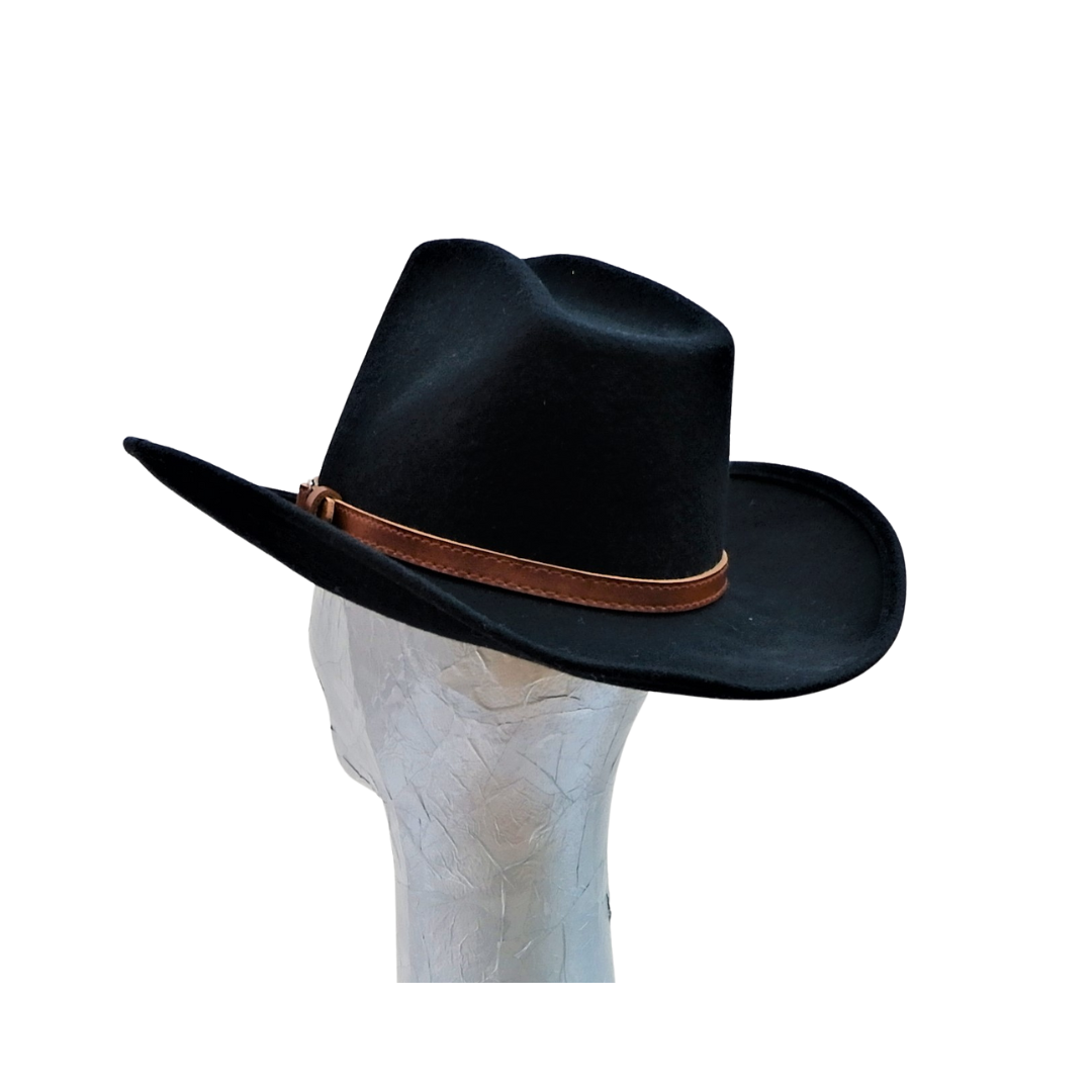 Texan Gentleman's 100% Wool Black Cowboy Hat