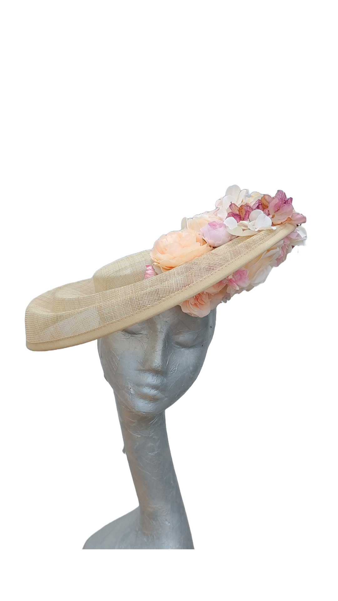 Bernie - Floral Hat in Natural & Pinks/Peaches