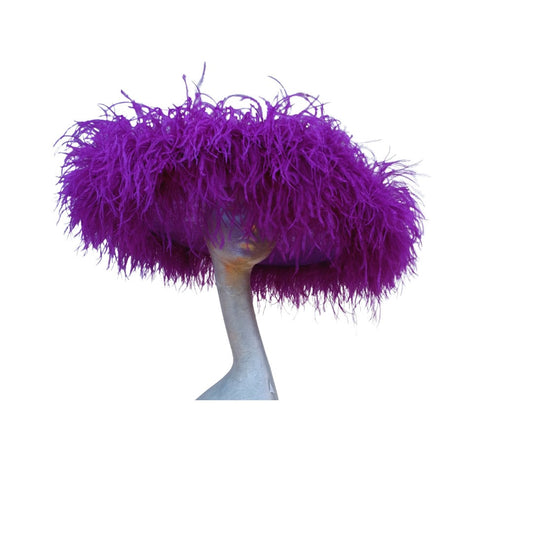 Emma - Extra large Hat with Ostrich feather boa in Two Tone Purple