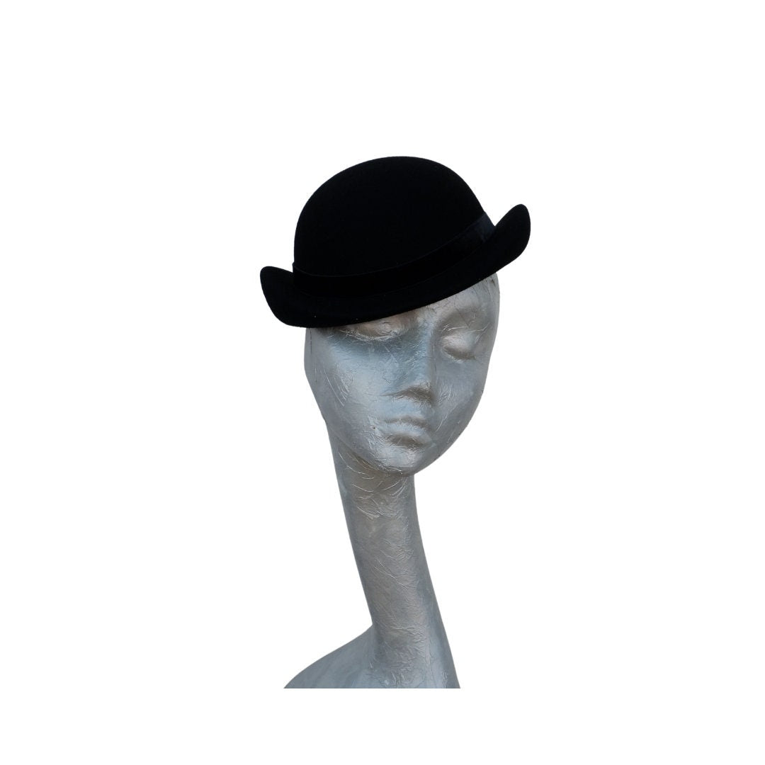 Derby - Black 40/50s style Bowler Percher hat