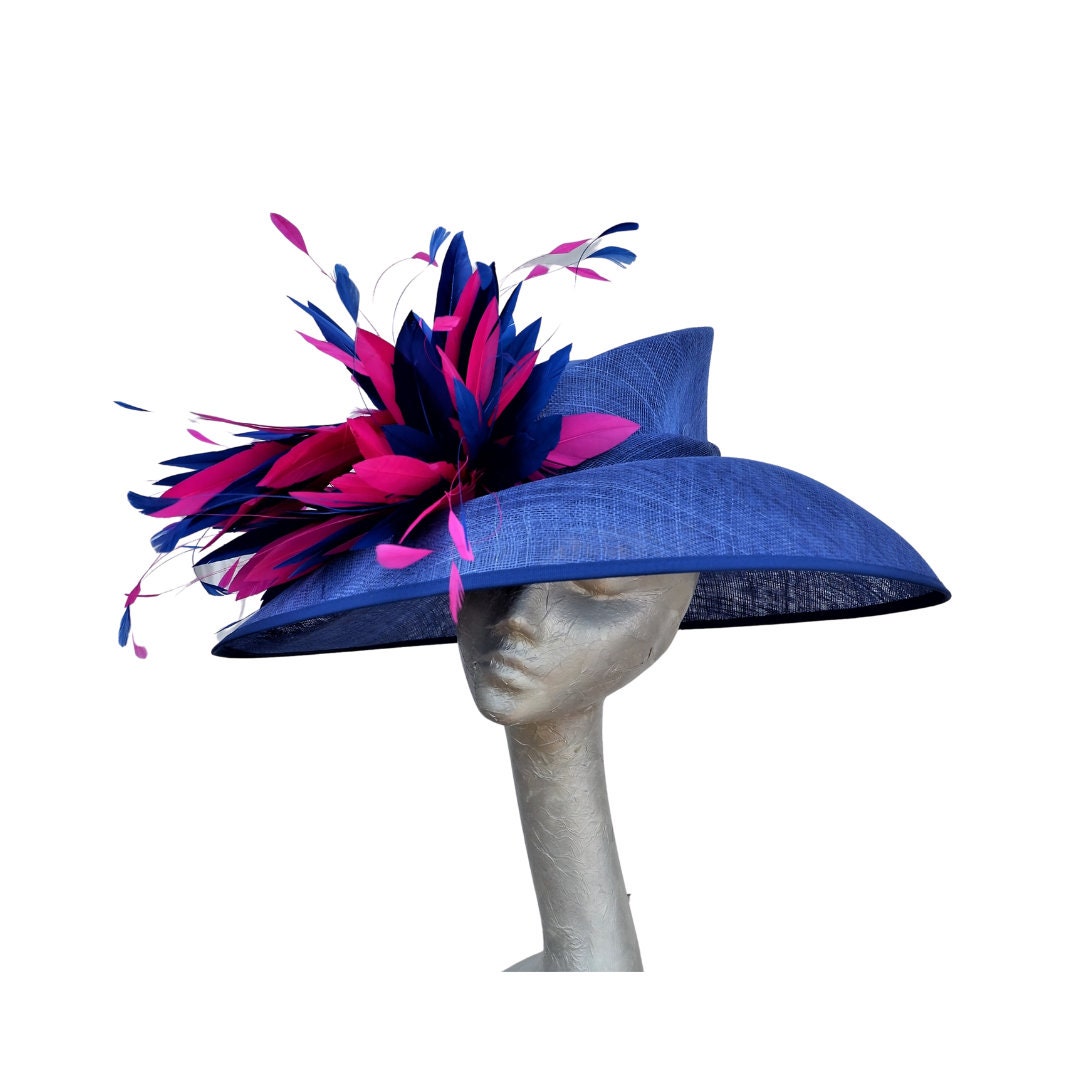 Sherry- Sapphire blue & Cerise pink hat