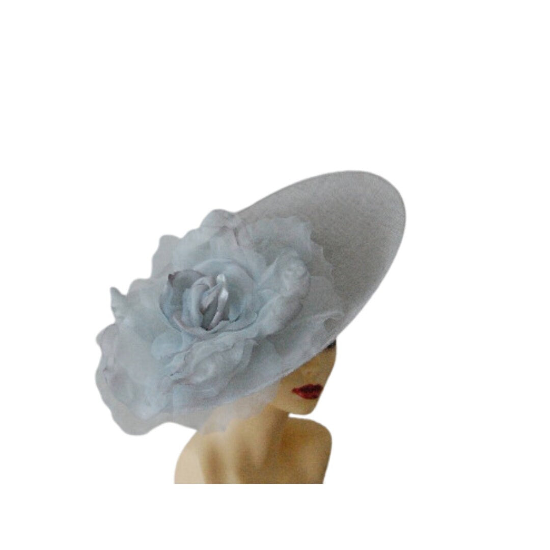 Sandy - Large Saucer Hatinator with 12" Silk Organza Rose 20+ Colours Available