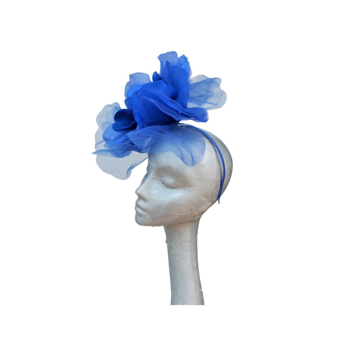 Ava-- Cobalt Blue silk organza 12 inch flower  fascinator