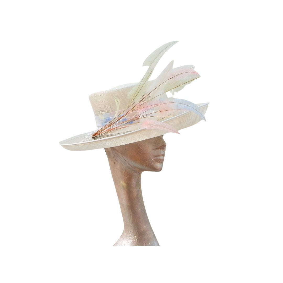 Orla - Ivory & Multi pastel Feature hat