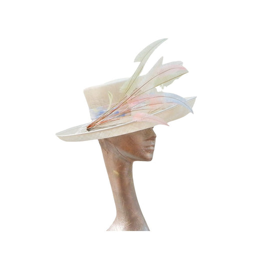 Orla - Ivory & Multi pastel Feature hat