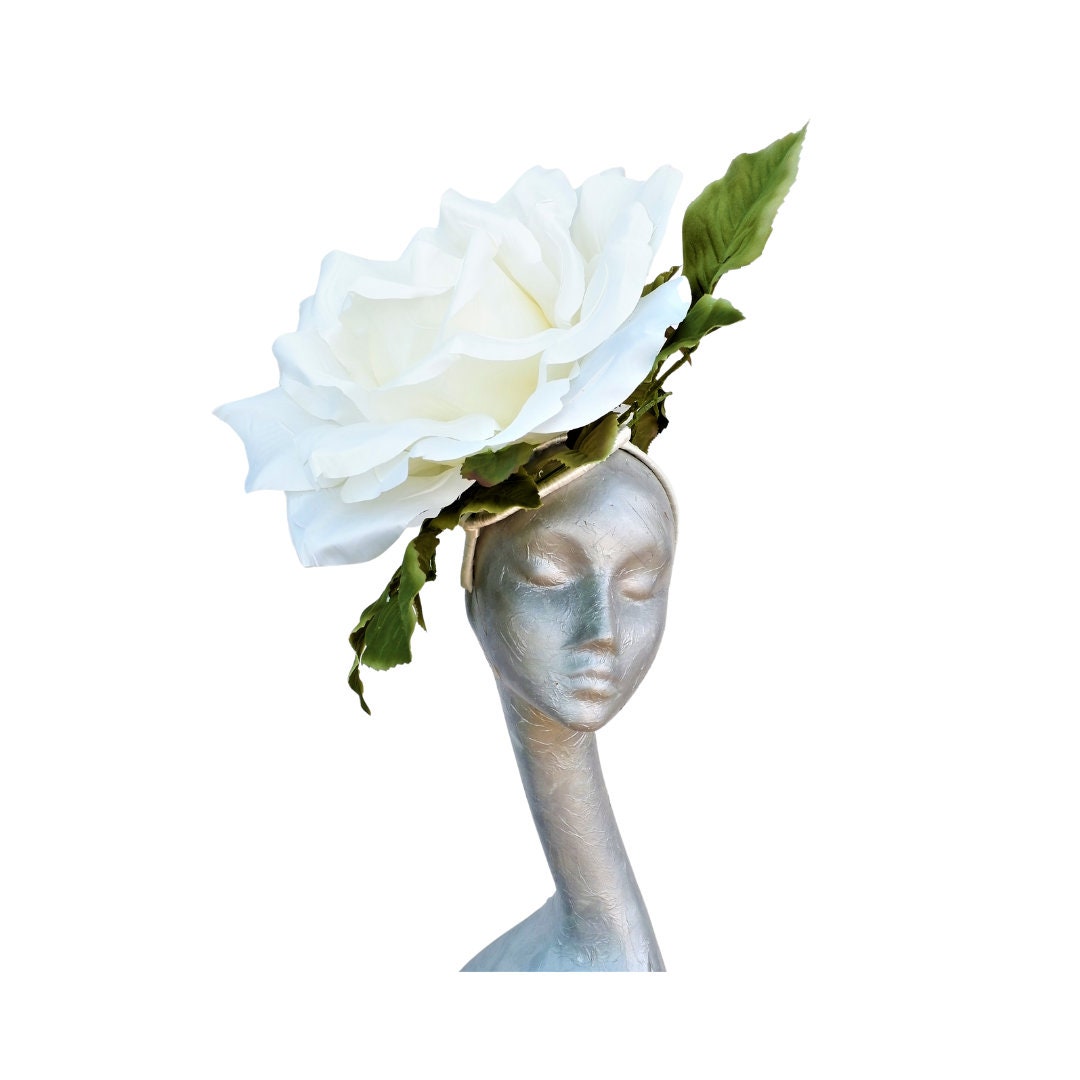 Liz - Large oversized 40cm Ivory rose fascinator