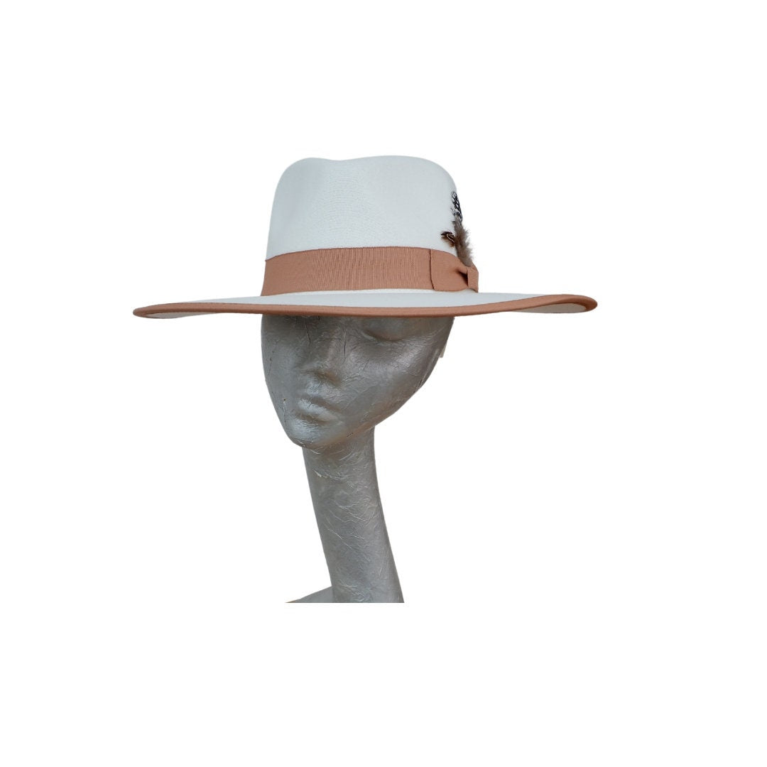 Finley - Felt Flat Brim Trilby Hat Ivory & Tan