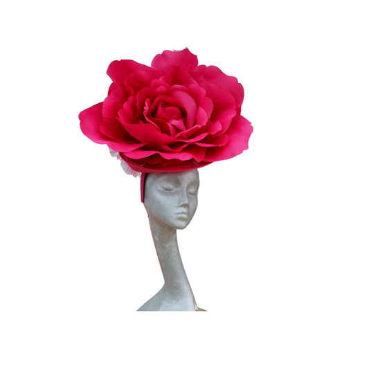 Lizzy 2- Giant oversized 50cm Hot Pink rose headpiece