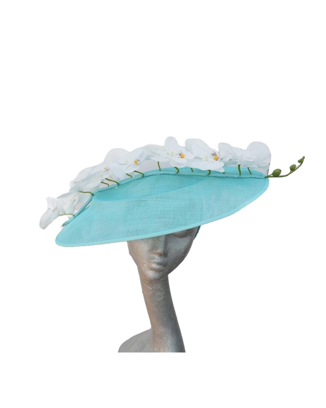 Natalia -- Medium Oval Aqua with two tone Aqua,duck egg, green, blue orchids