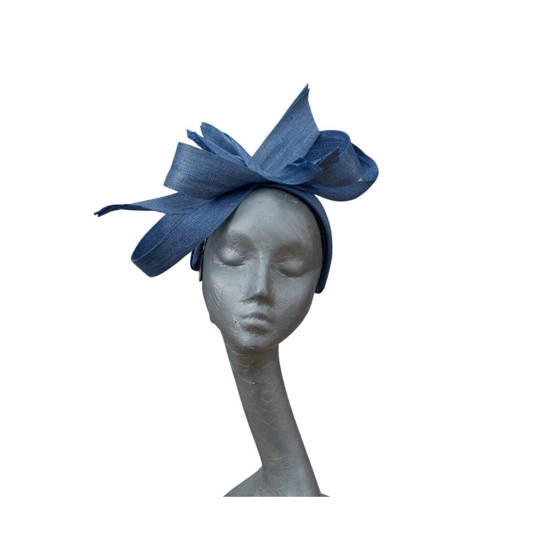 Ivy - Powder blue & silver Silk Abaca Fascinator