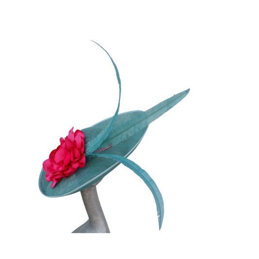 Sienna - Lagoon/Jade and hot pink  large sweeped brim hat