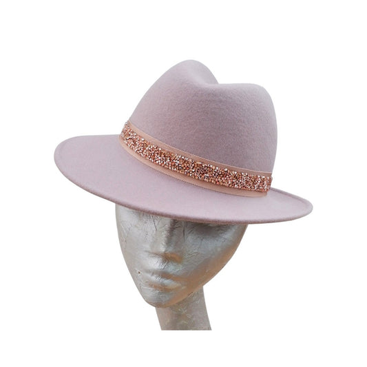 Rhondon - Blush Trilby Rose Gold Diamante trim