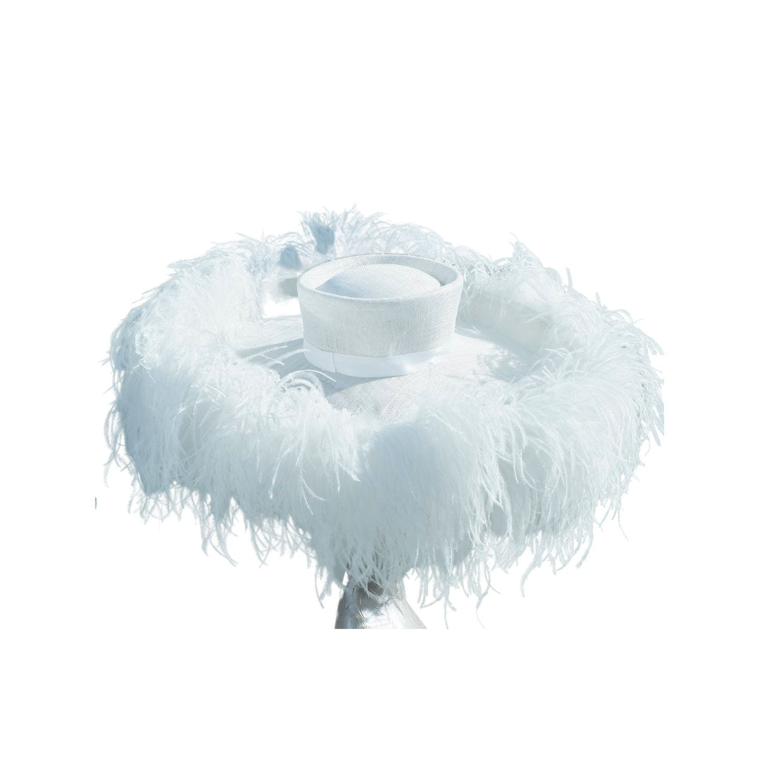 Emma Extra Large Pure White Feather Hat