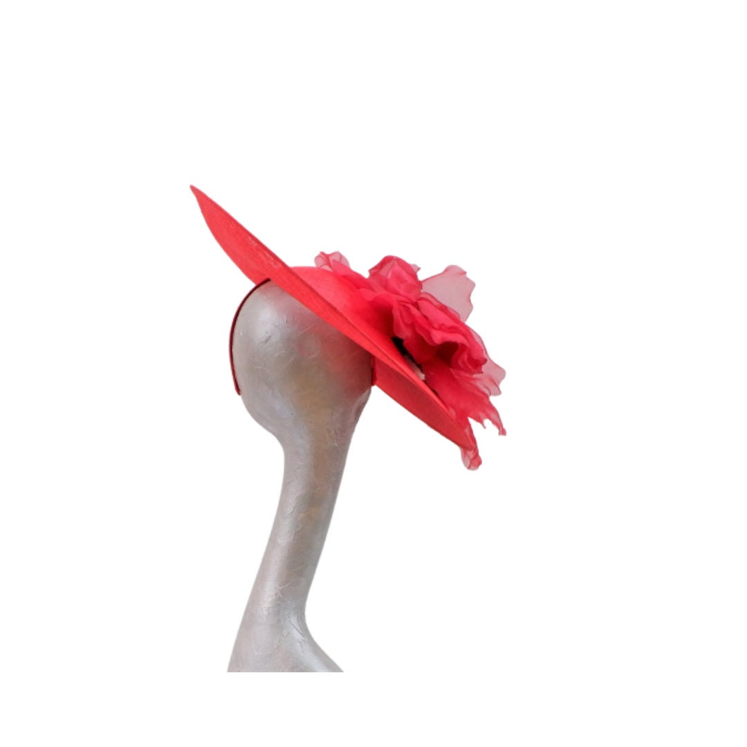 Sandy - Large Saucer Hatinator with 12" Silk Organza Rose 20+ Colours Available