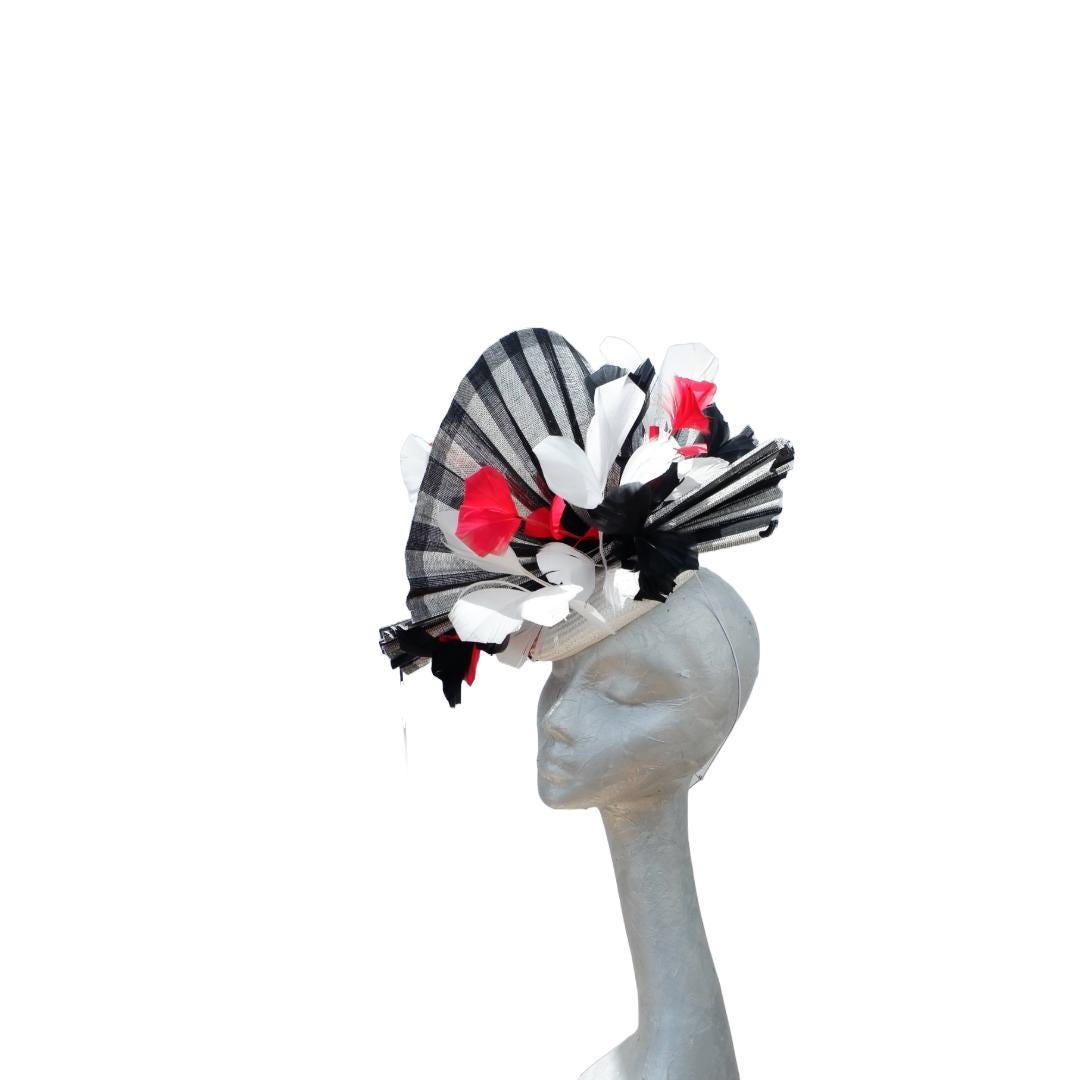 Sia- Black Ivory & Red Pillbox fascinator