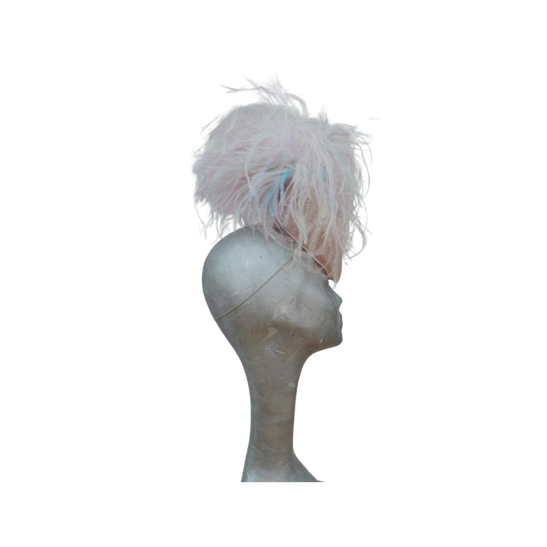 Trixie -- Nude  Pear shaped pillbox with Multicoloured feather detail