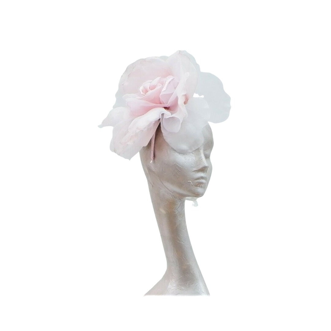 Ava--- Pale Pink silk 12" Rose fascinator
