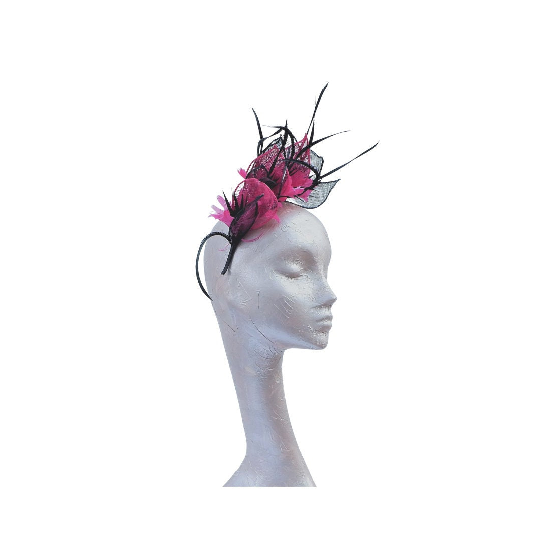 Aria - Black & Fuchsia pink fascinator