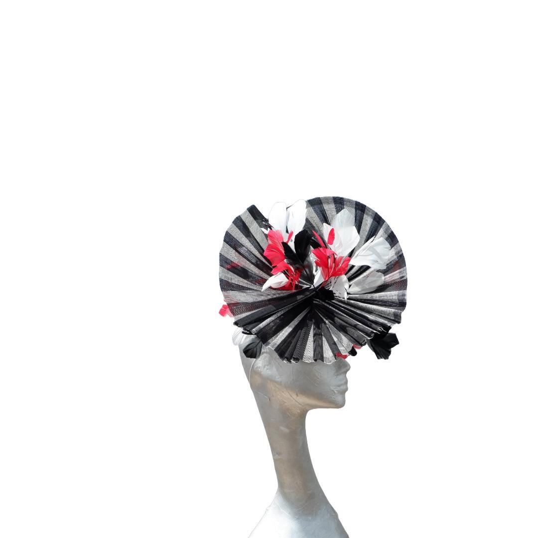 Sia- Black Ivory & Red Pillbox fascinator