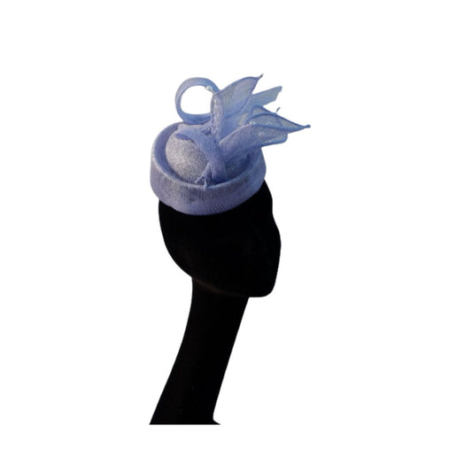 Perwinkle feature pillbox percher fascinator by Hats2go