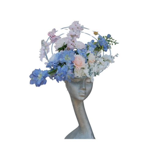 Floral Blue & Pink Hoop headpiece