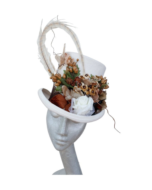 Alder - Ivory Top Hat with Floral detail