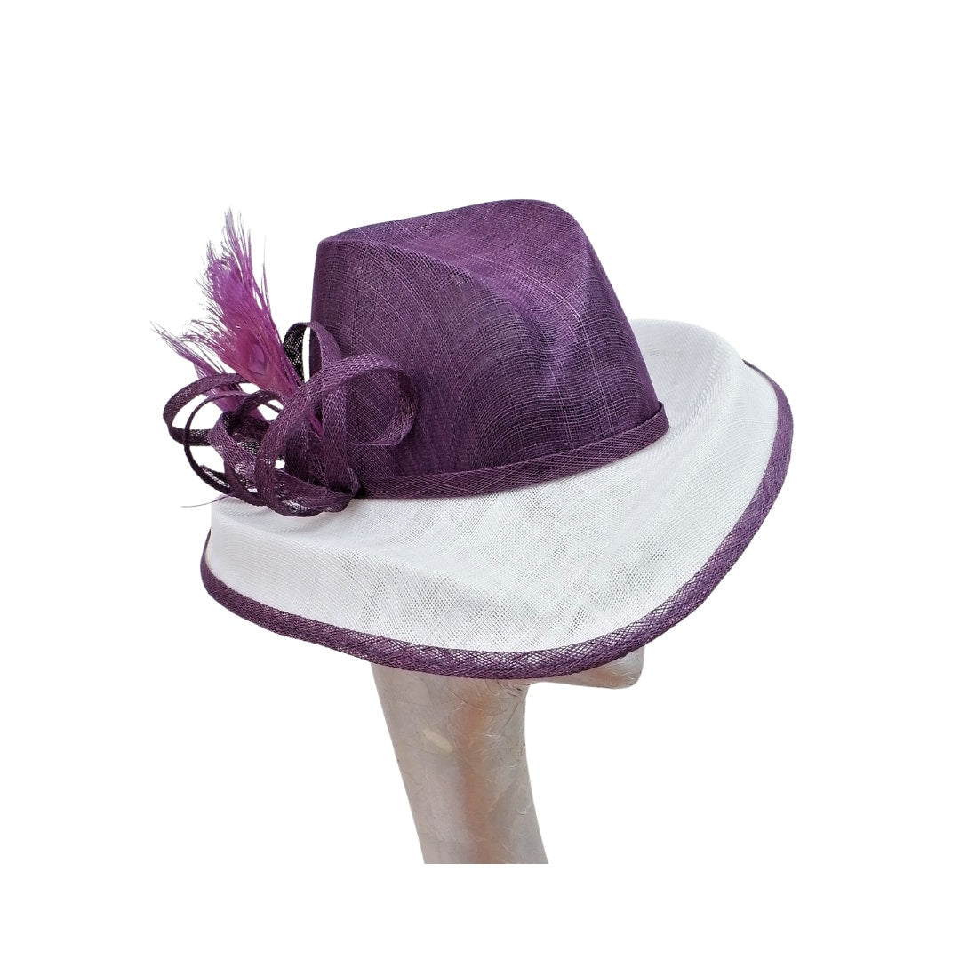 Grace - Plum purple & White Hat