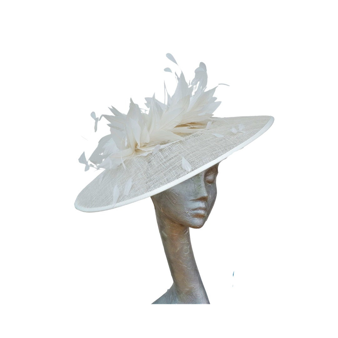 Finesse Large feature oval Sinamay & feather fascinator/hatinator