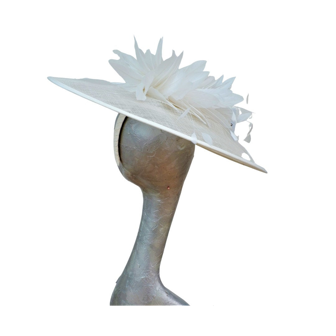 Finesse Large feature oval Sinamay & feather fascinator/hatinator