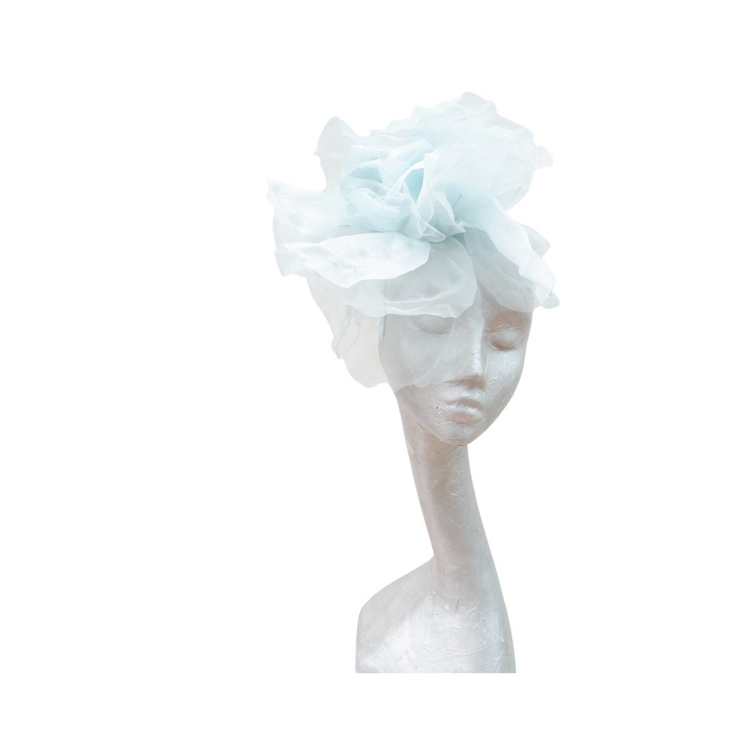 Ava-- Pale Aqua/Mint  silk organza 12 inch flower  fascinator