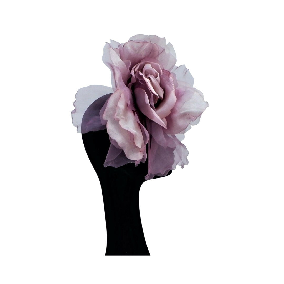 Ava-- Heather  silk organza 12 inch flower  fascinator