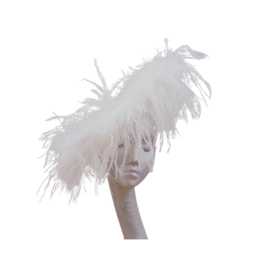 Giselle Ivory Saucer fascinator with Ivory Ostrich Feathers