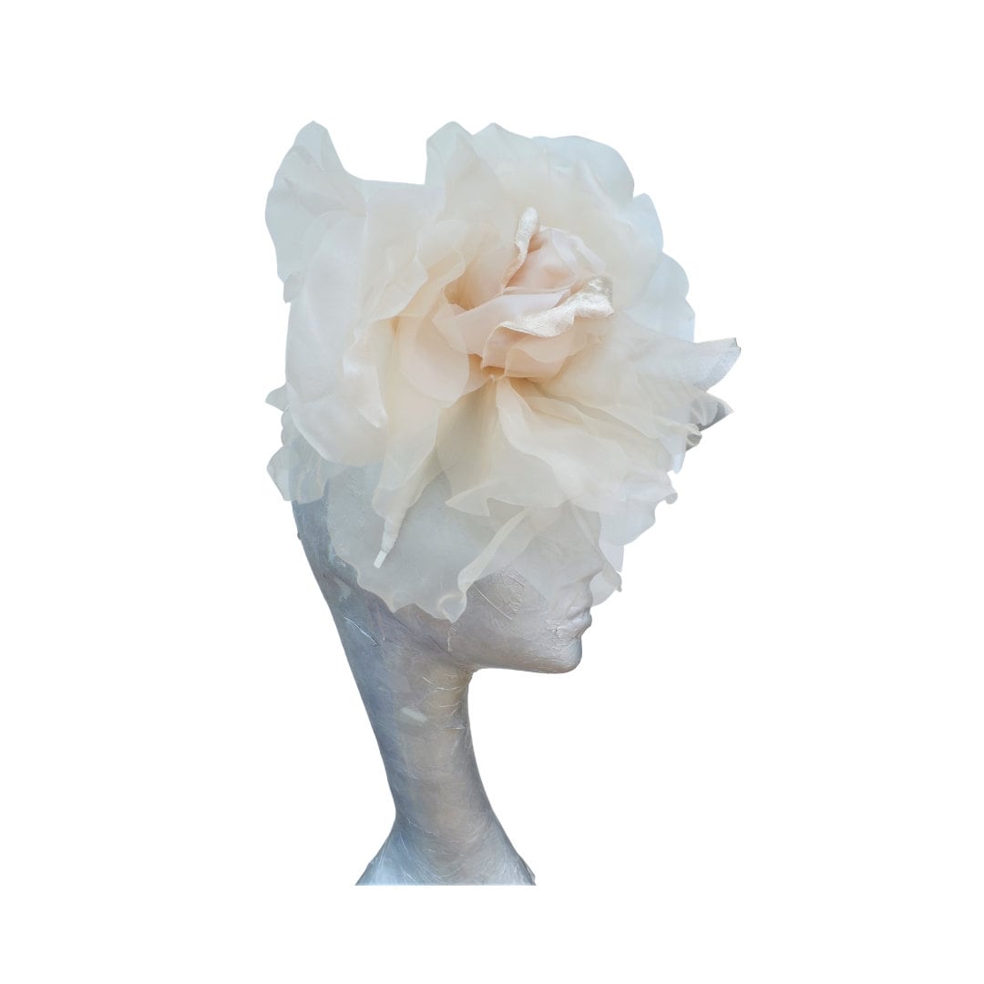 Ava-- Pale Honey silk organza 12" Rose  fascinator
