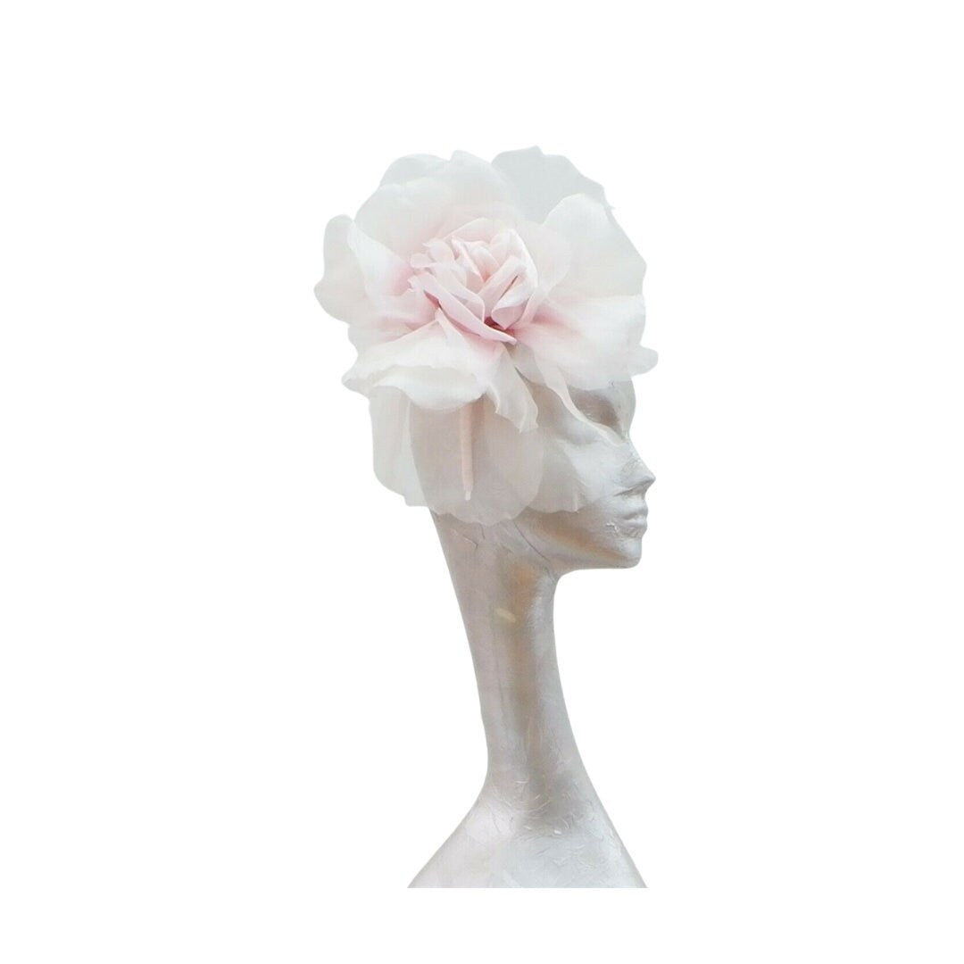 Ava--- Pale Pink silk 12" Rose fascinator