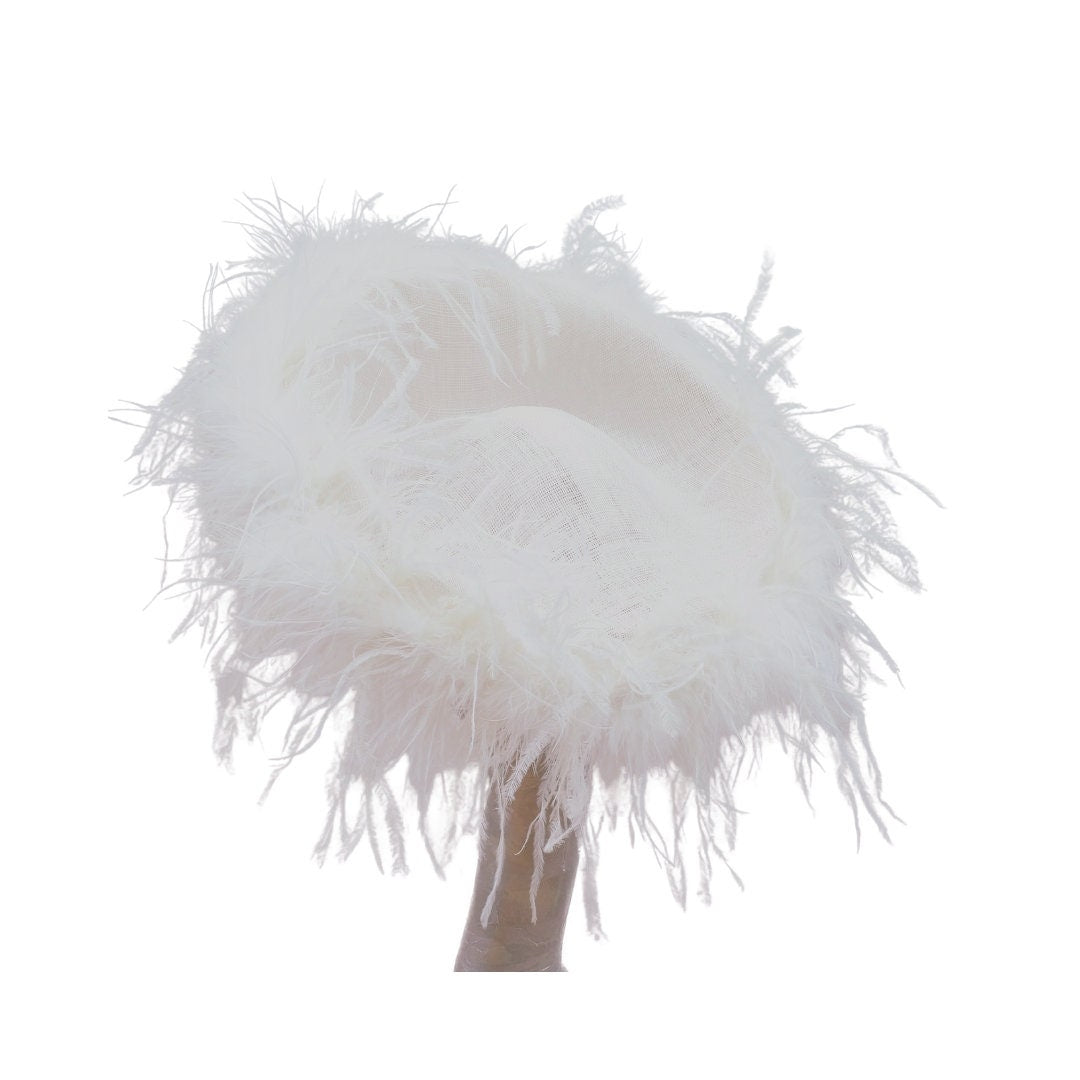 Giselle Ivory Saucer fascinator with Ivory Ostrich Feathers