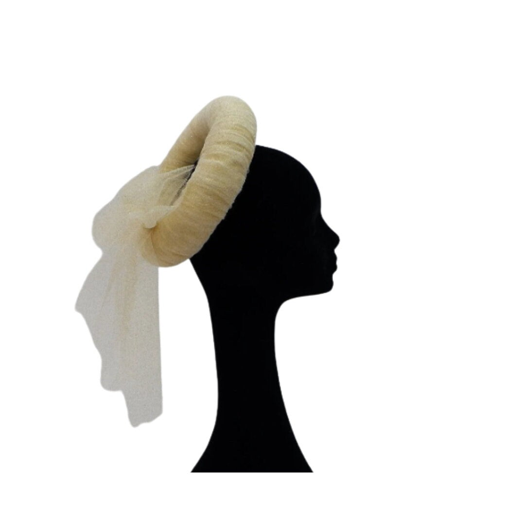 Roma - Delicate Gold Glitter Halo Headdress/ Fascinator by Hats2go