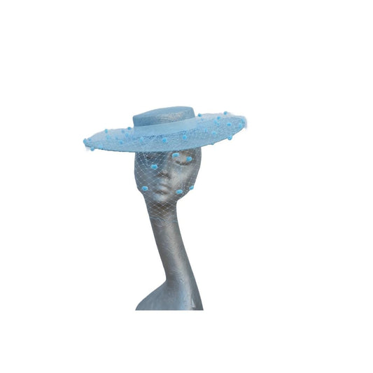 Taylor - Pale blue Veiled Boater