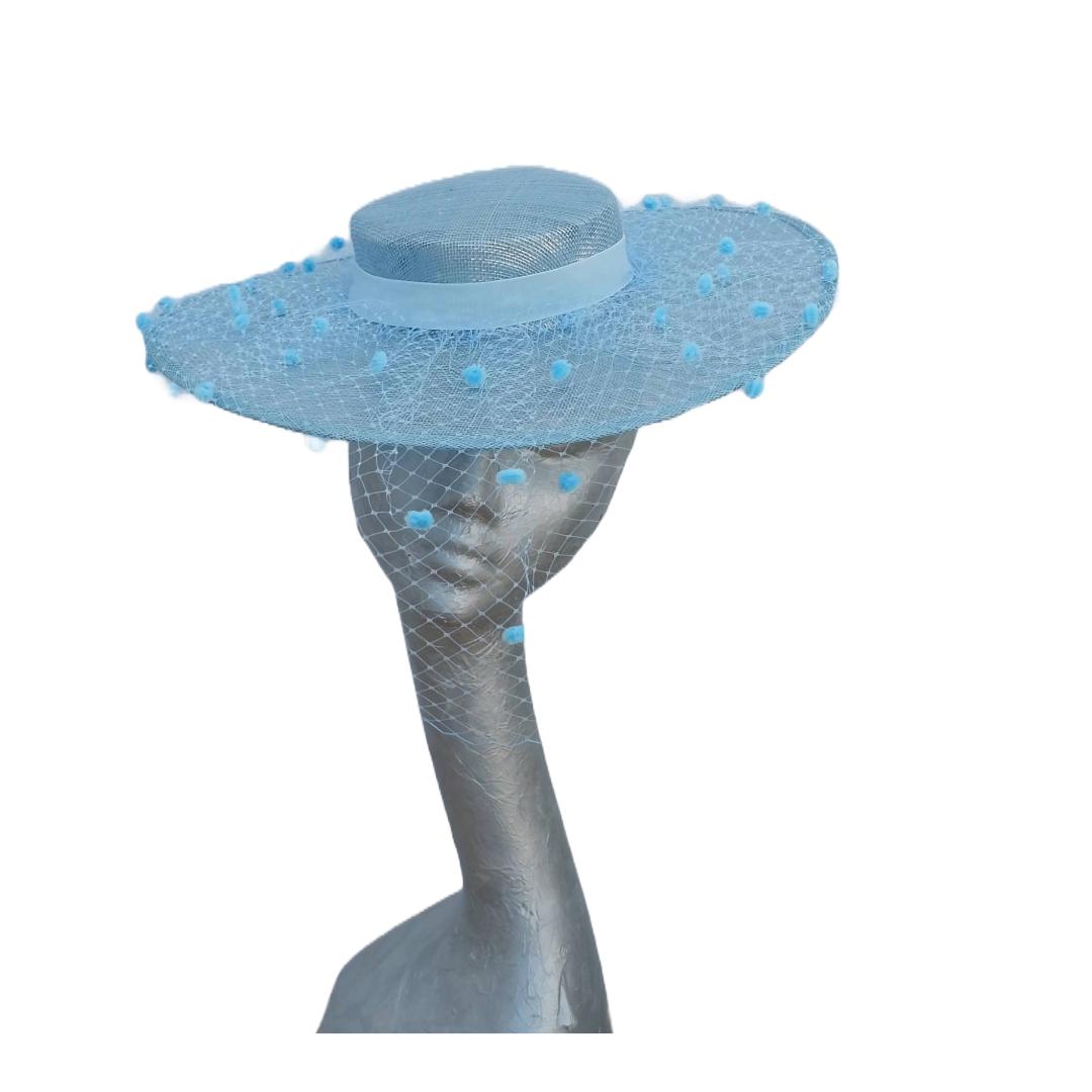 Taylor - Pale blue Veiled Boater