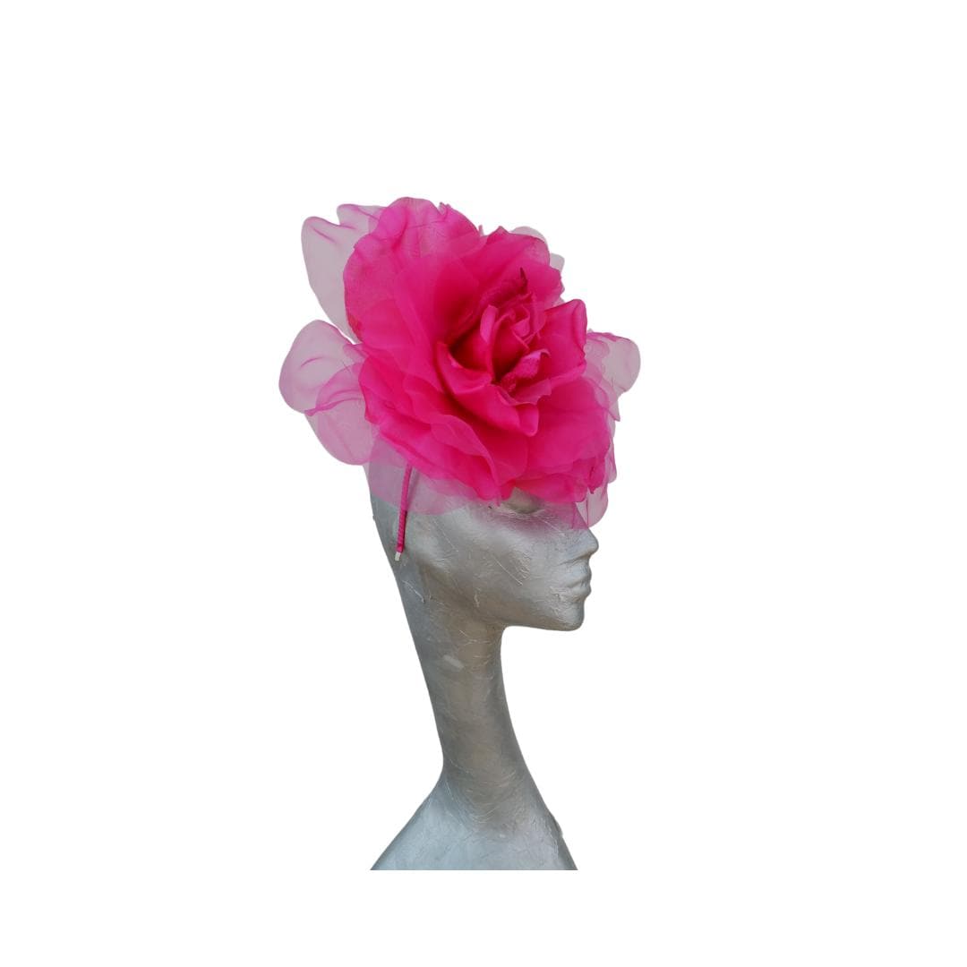 Ava--Magenta Ombre silk/organza 12" flower fascinator