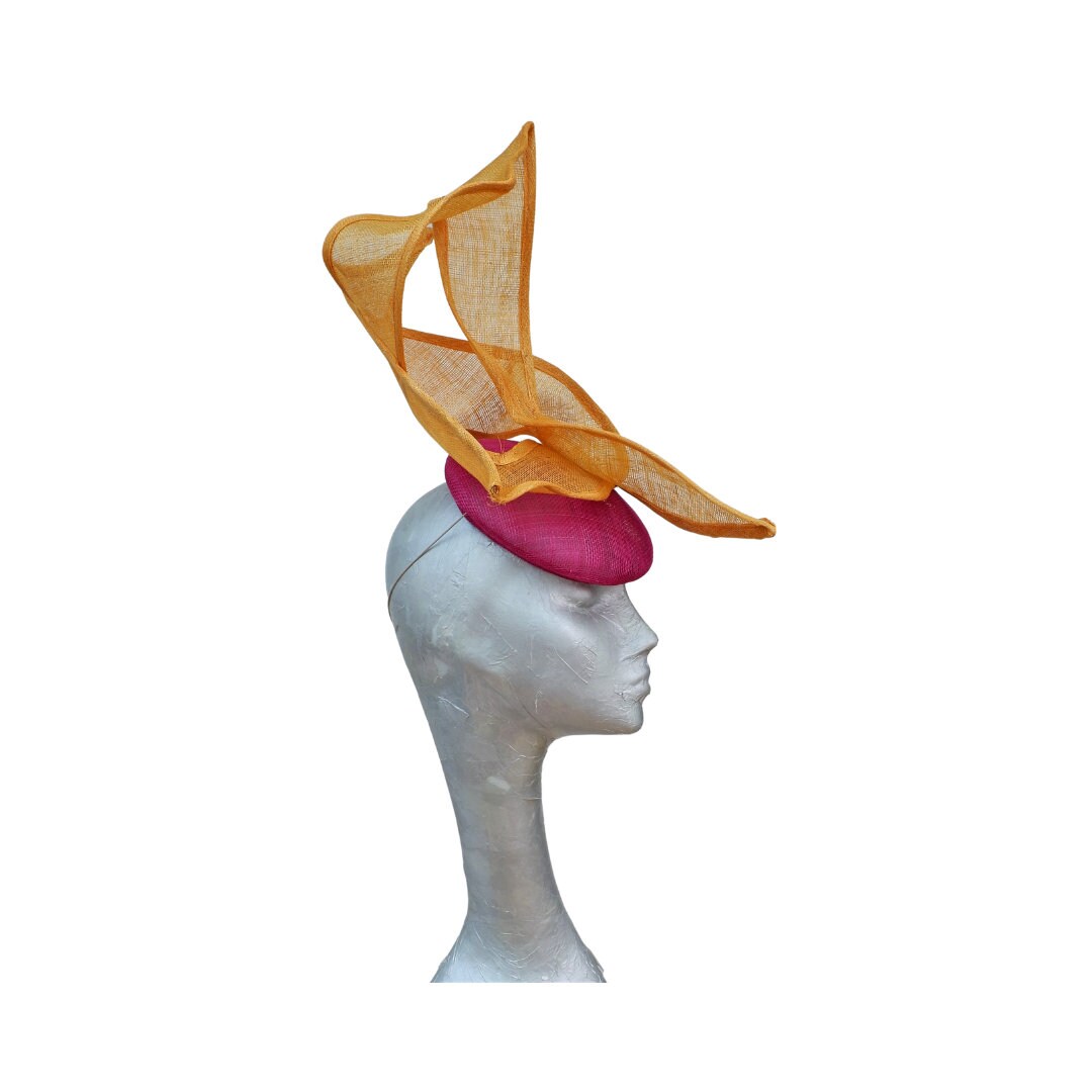 Twirl - Orange & Cerise Fascinator