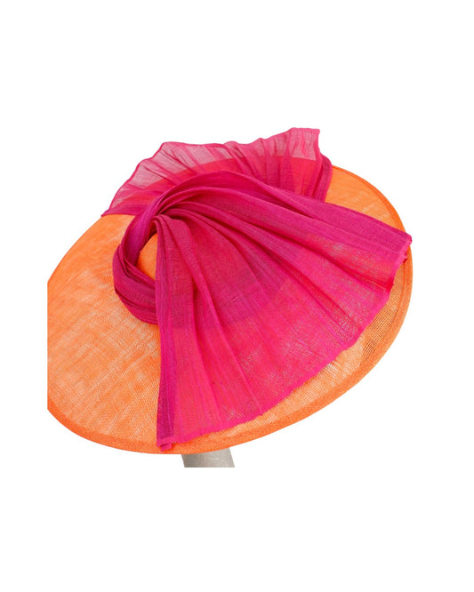 Kellen - Orange & Cerise Sinamay/Silk abaca Hatinator
