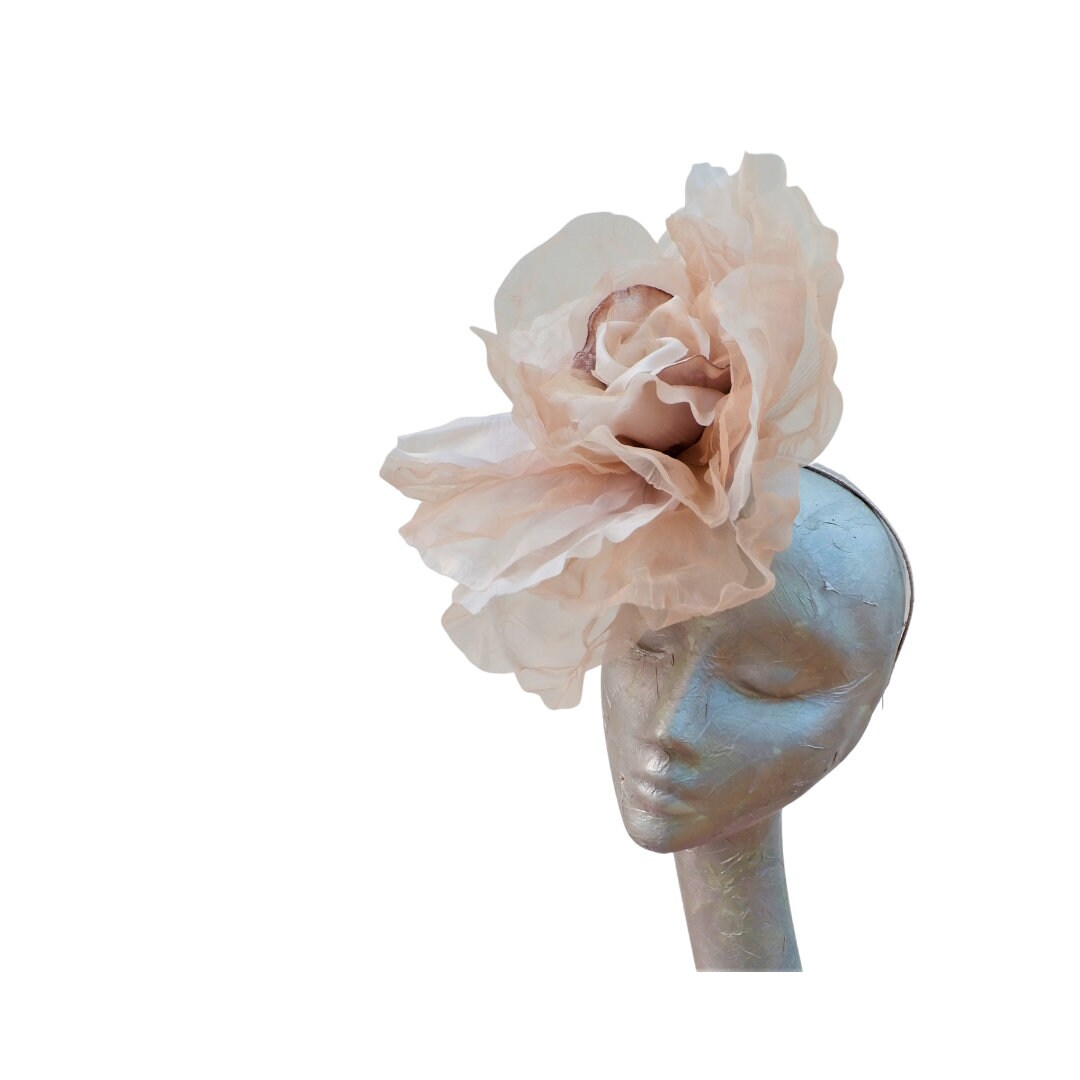 Ava-- Nude silk organza 12" Rose  fascinator