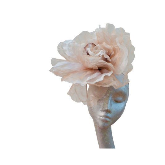 Ava-- Nude silk organza 12" Rose  fascinator