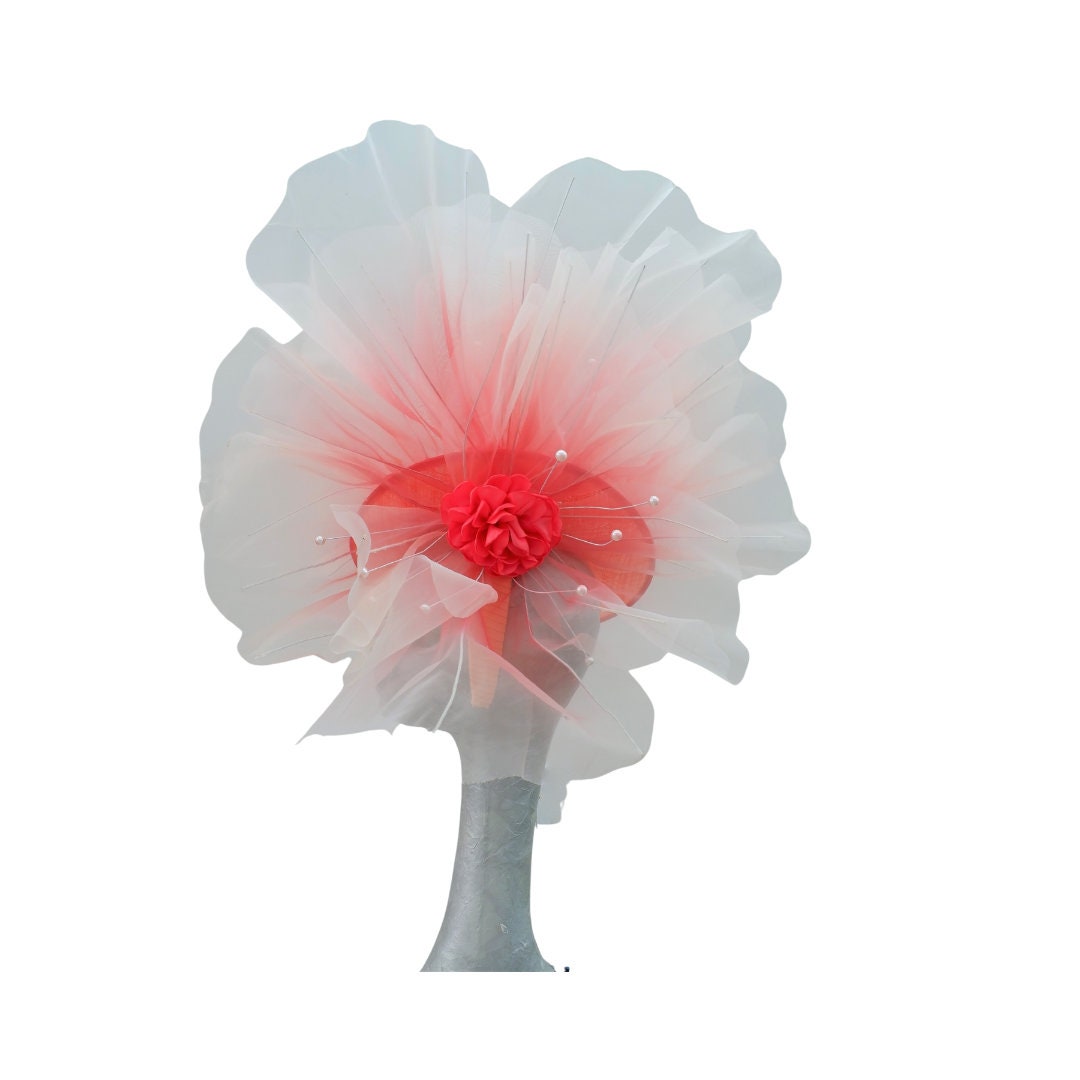 Tyr -Coral  Giant over sized Oriental Poppy  headpiece
